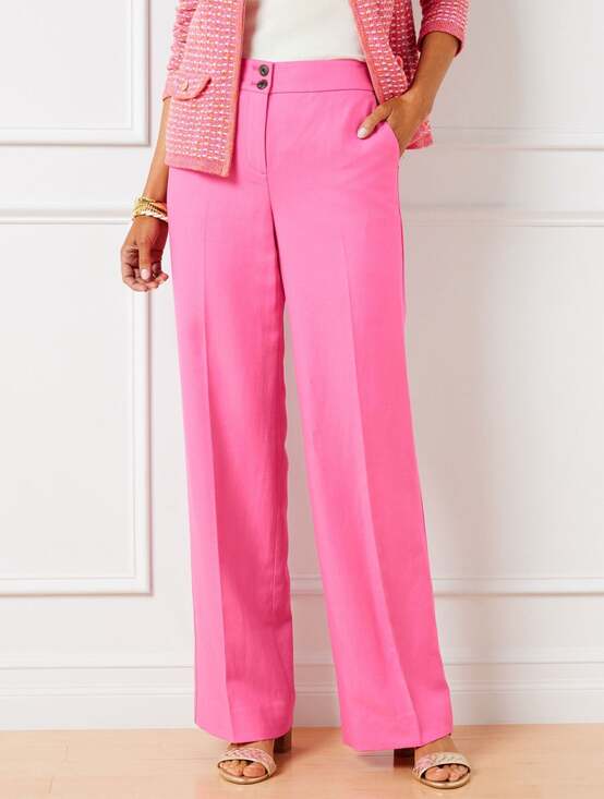 Talbots Pants - Talbots Greenwich Pants High Waist Wide Leg Pink 14W 14 Wide